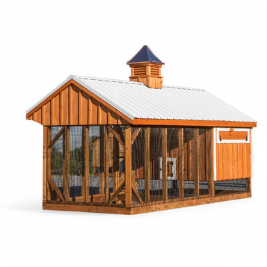 Hen House Collection Quaker Chicken Coop & Run Q716C board and batten back with cupola