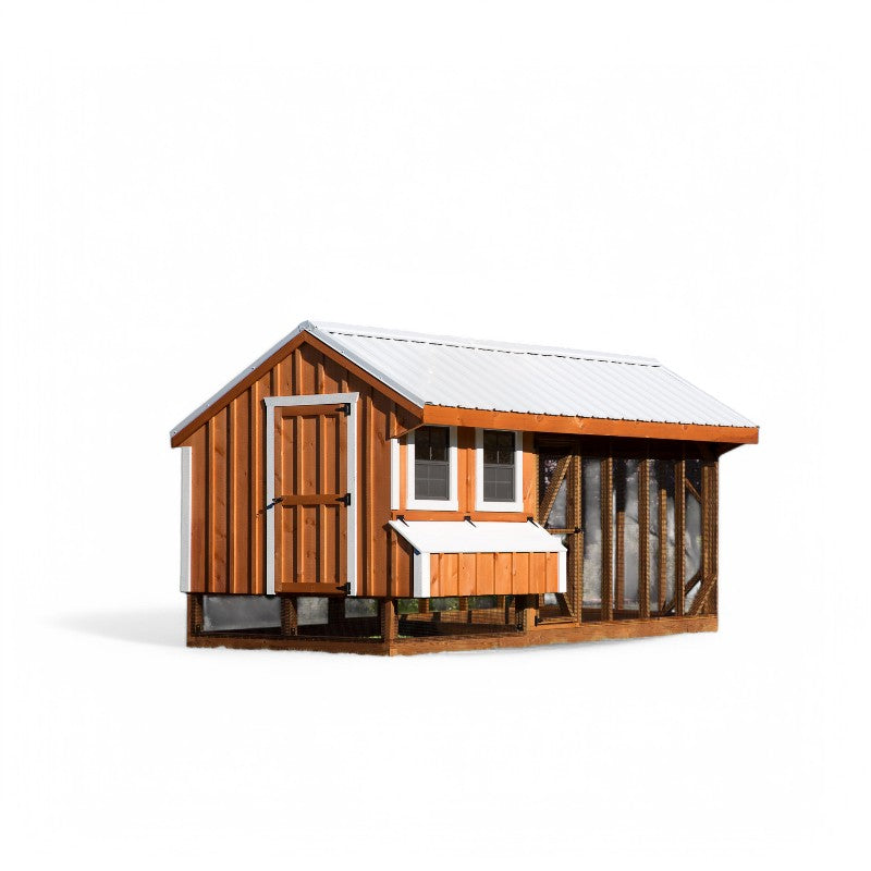Hen House Collection Quaker Chicken Coop & Run Q716C board and batten front