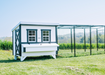 OverEZ Chicken Coop Large Up to 15 Chickens white and black design with wire run