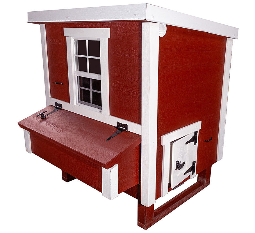 OverEZ Chicken Coop Medium Up to 10 Chickens red chicken door
