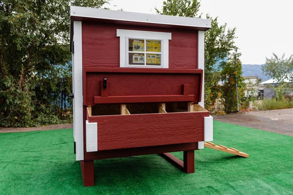 OverEZ Chicken Coop Medium Up to 10 Chickens red coop with open nesting box