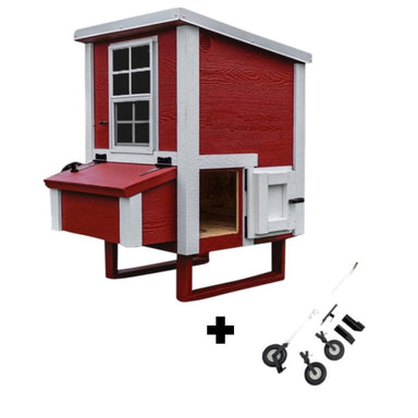 OverEZ Chicken Coop Small Red with Wheels