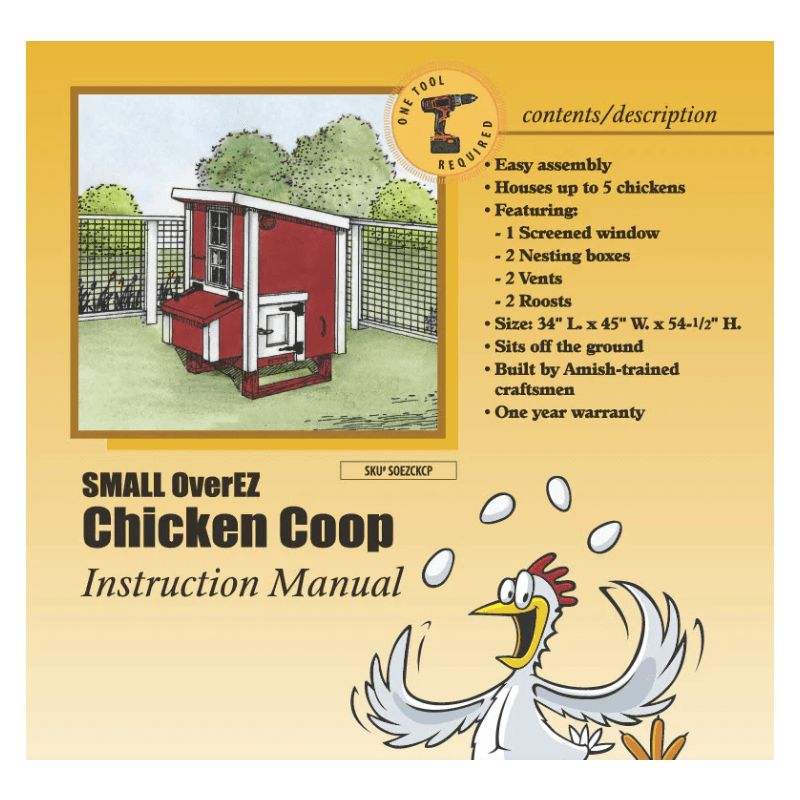 OverEZ Chicken Coop Small Red with Wheels instruction manual