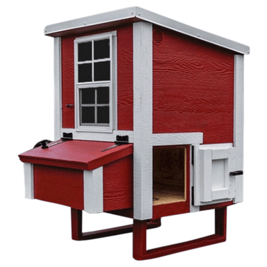 OverEZ Chicken Coop Small red front and side door open