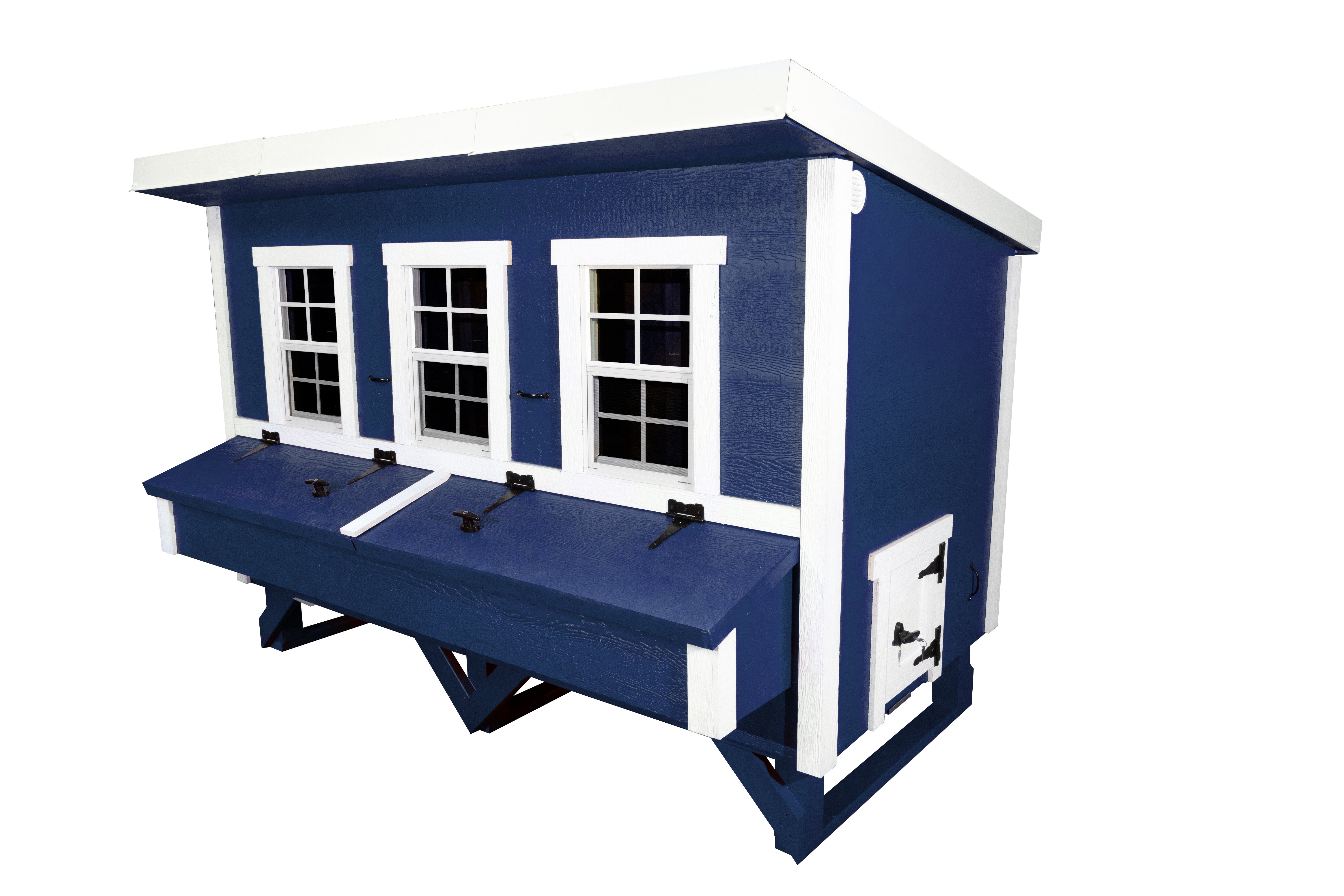 OverEZ Chicken Coop XL Up to 20 Chickens blue front and chicken door