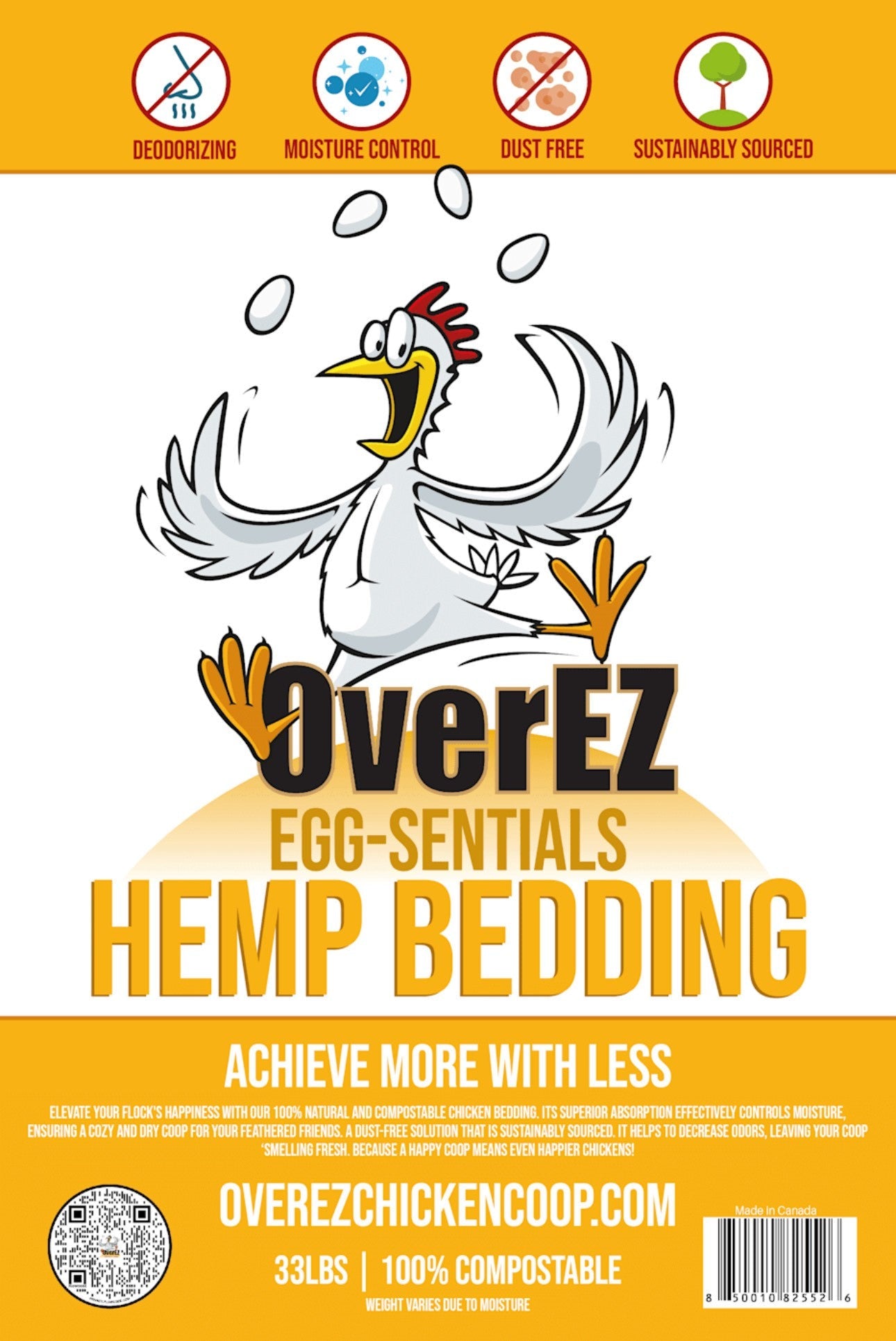 OverEZ Chicken Coop Hemp Bedding - 33 LB Bale