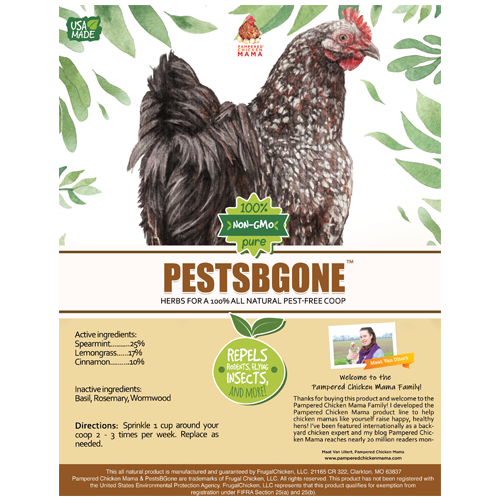 Pampered Chicken Mama PestsBGone for Keeping Chicken Coops Pest Free! All Natural & Safe [Repel Flies, Mosquitoes, Gnats, & More]