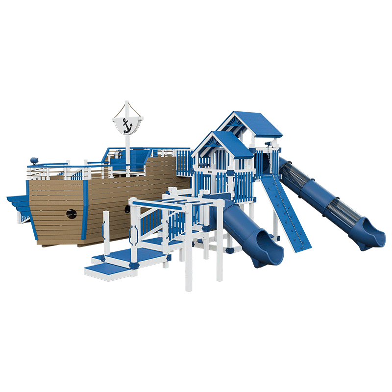 Swing Kingdom Play Set Adventurer Buccaneer blue and wood climber