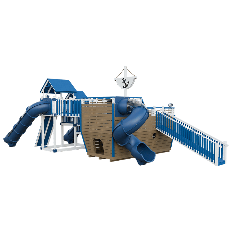 Swing Kingdom Play Set Adventurer Buccaneer blue twisty slide