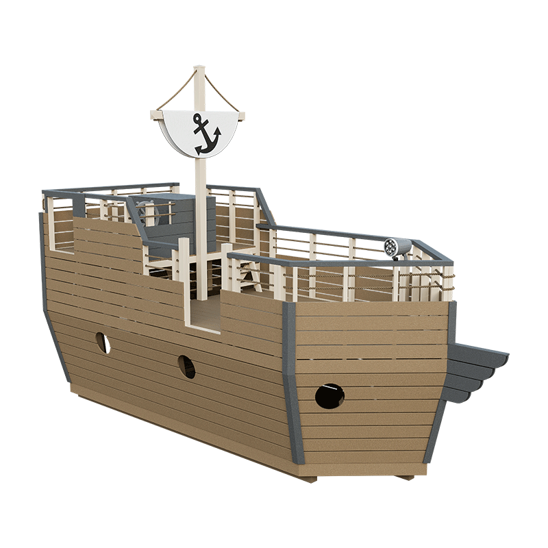 Swing Kingdom Play Set Adventurer Buccaneer gray and almond side view