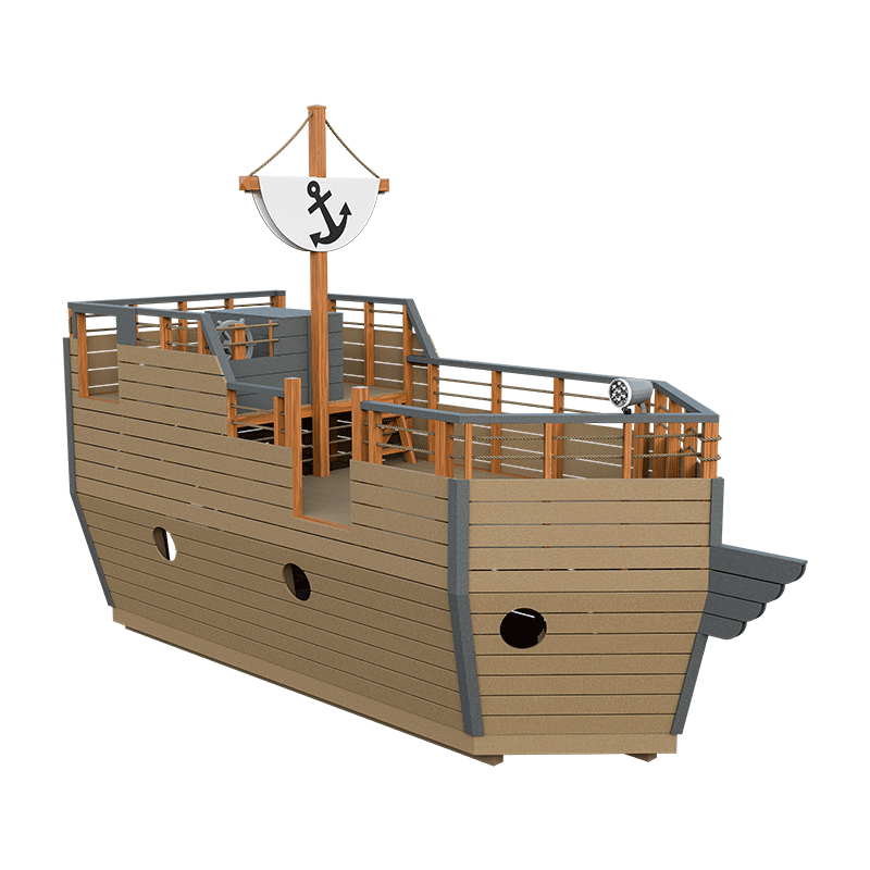 Swing Kingdom Play Set Adventurer Buccaneer gray and wood side