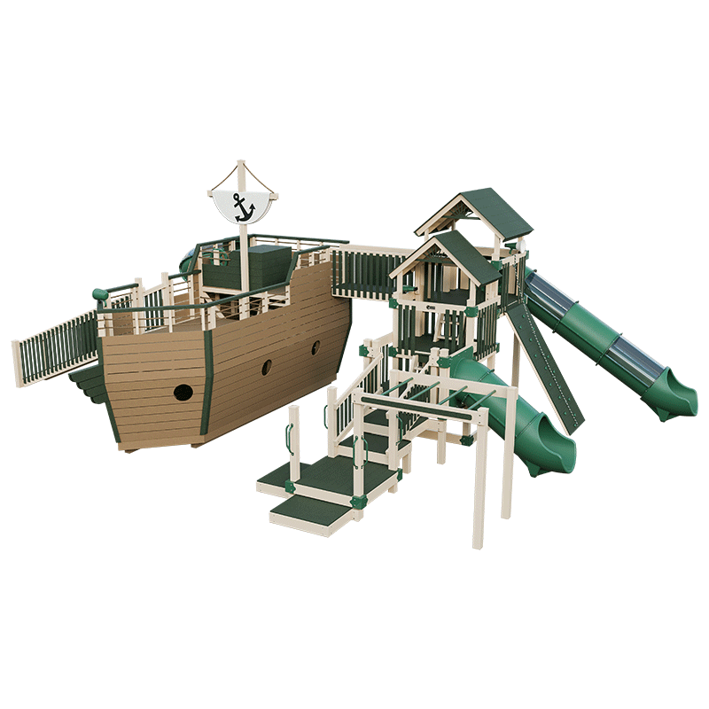 Swing Kingdom Play Set Adventurer Buccaneer green and almond