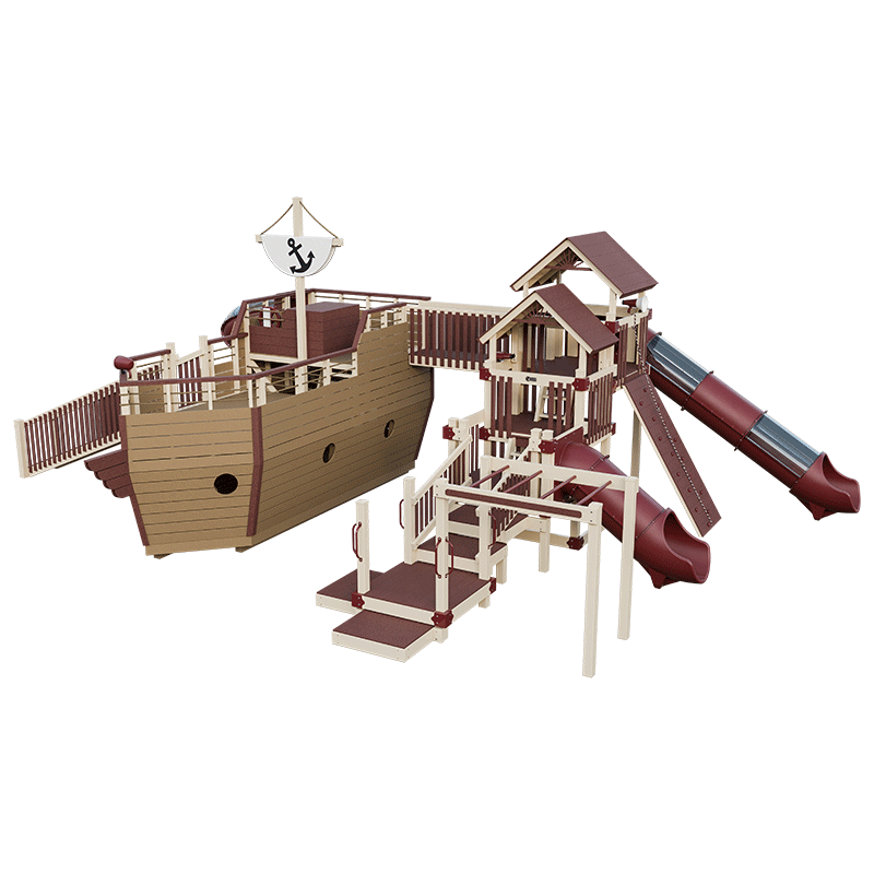 Swing Kingdom Play Set Adventurer Buccaneer red and almond