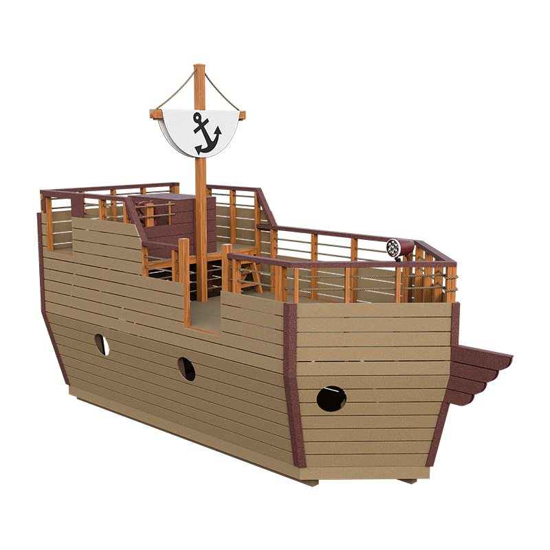 Swing Kingdom Play Set Adventurer Buccaneer red and wood side