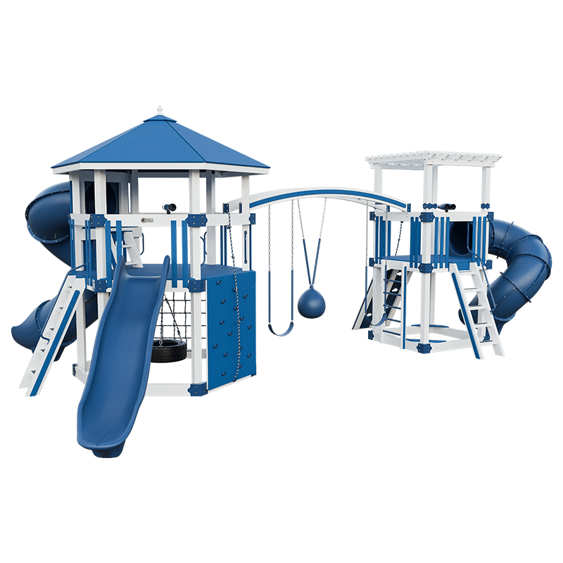 Swing Kingdom Play Set Adventurer Explorer blue and white buoy ball