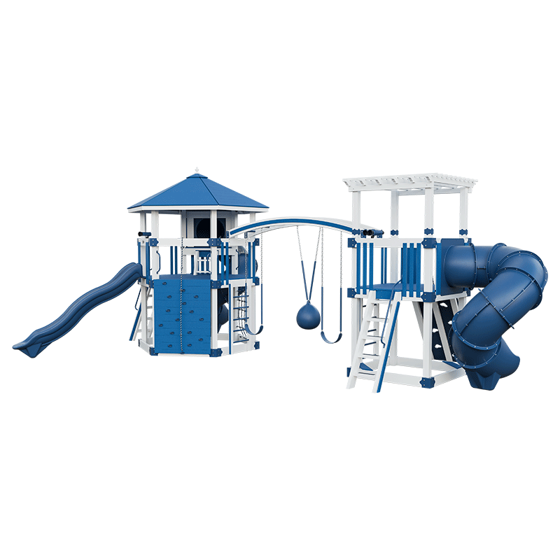 Swing Kingdom Play Set Adventurer Explorer blue and white swing