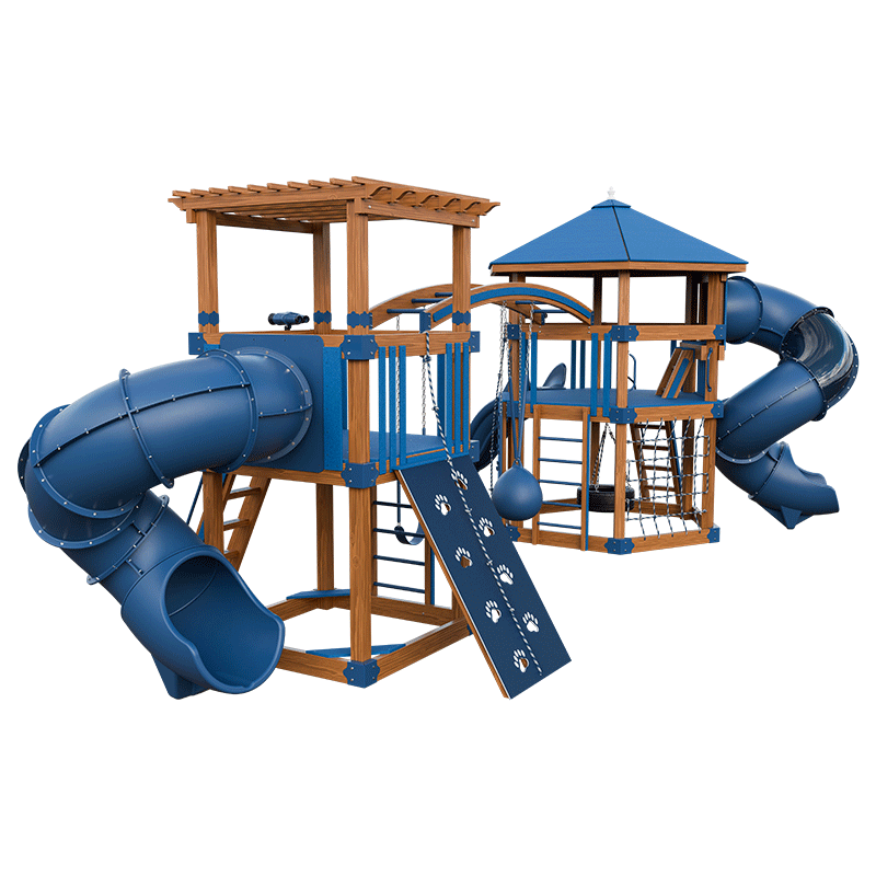 Swing Kingdom Play Set Adventurer Explorer blue and wood