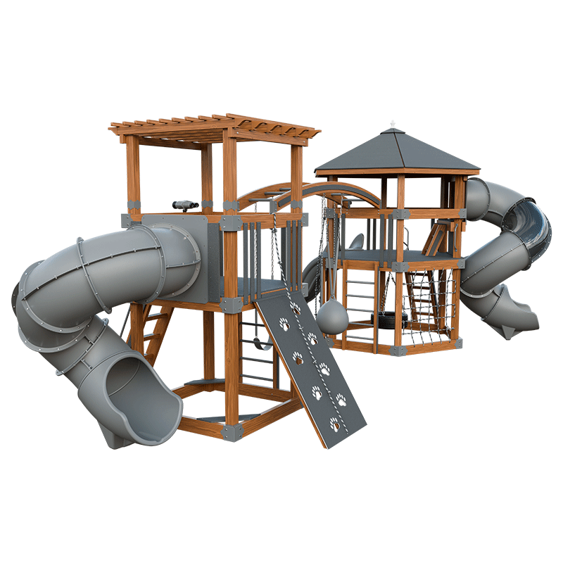 Swing Kingdom Play Set Adventurer Explorer gray and wood