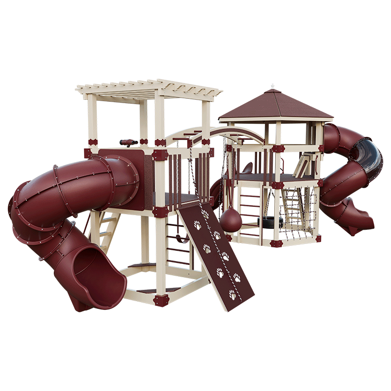 Swing Kingdom Play Set Adventurer Explorer red and almond