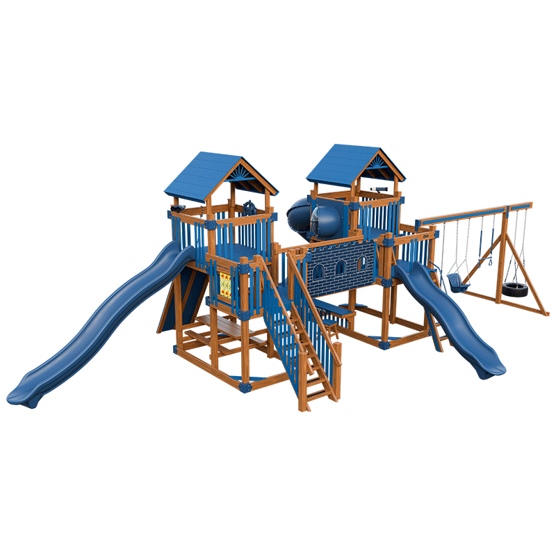 Swing Kingdom Play Set Adventurer Fortress blue and wood