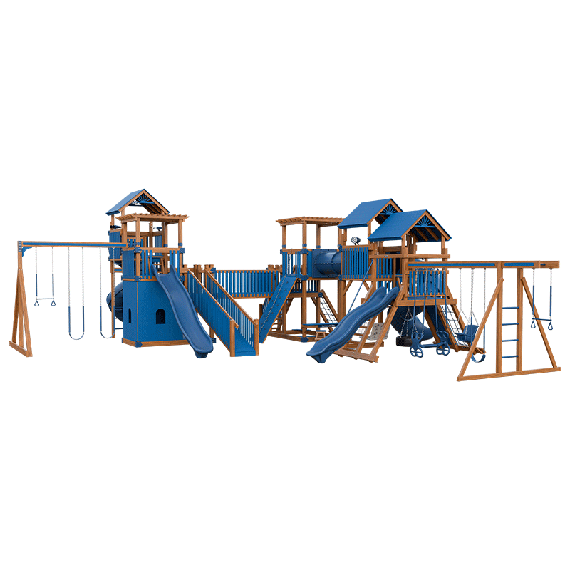 Swing Kingdom Play Set Adventurer Kingdom blue and wood