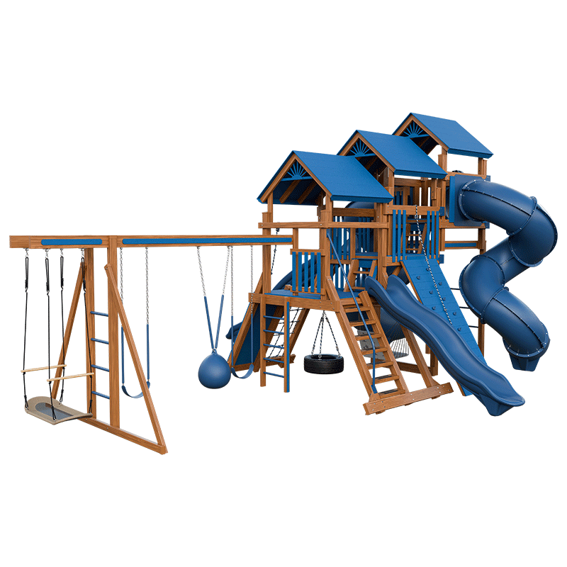 Swing Kingdom Play Set Adventurer Pinnacle blue and wood
