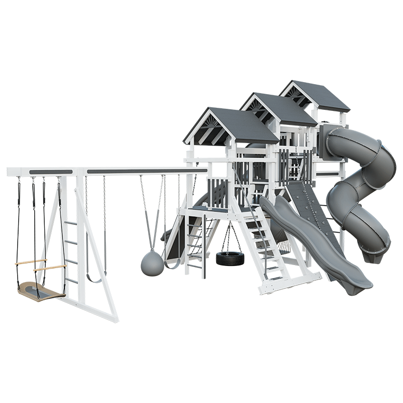 Swing Kingdom Play Set Adventurer Pinnacle gray and white