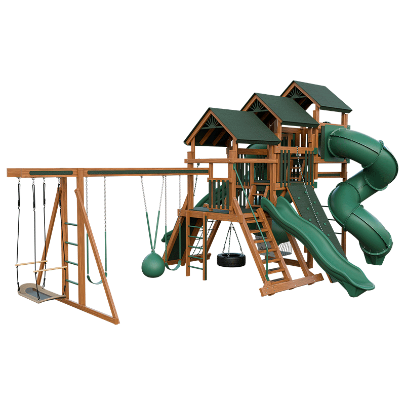 Swing Kingdom Play Set Adventurer Pinnacle green and wood