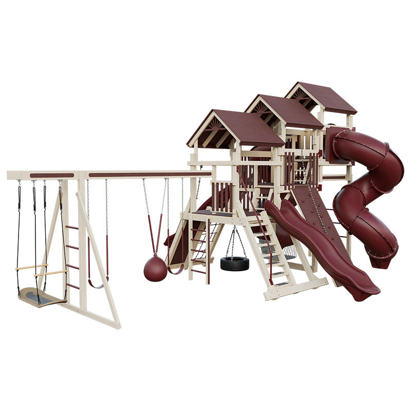 Swing Kingdom Play Set Adventurer Pinnacle red and almond