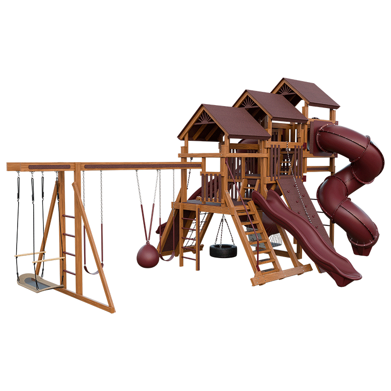Swing Kingdom Play Set Adventurer Pinnacle red and wood