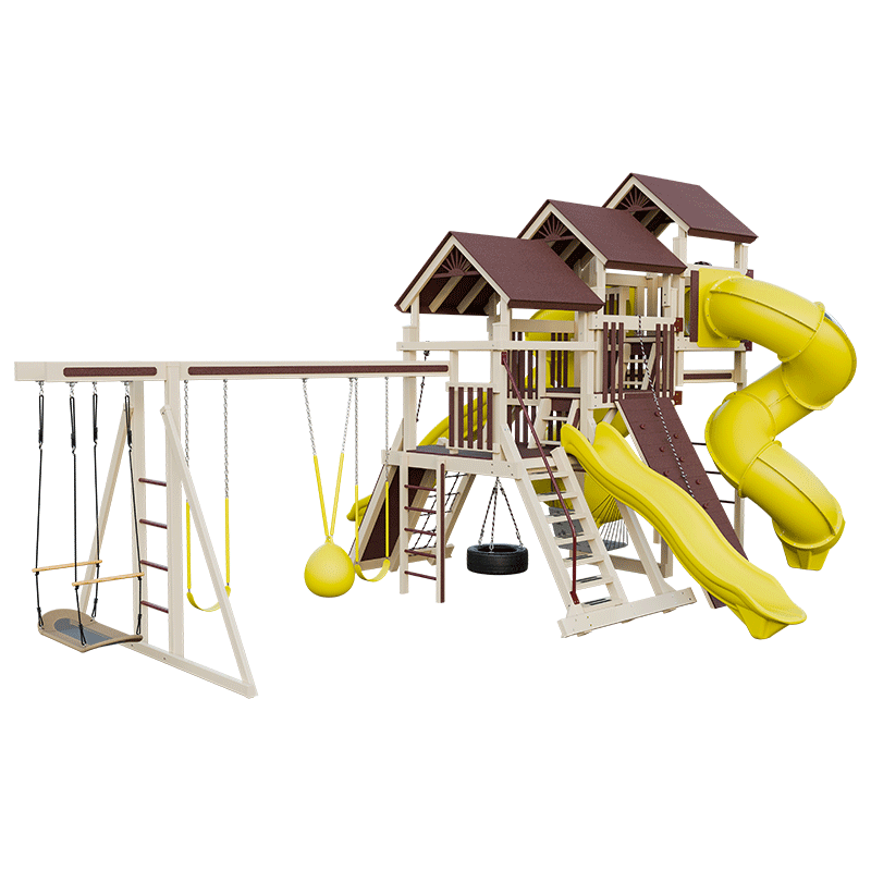 Swing Kingdom Play Set Adventurer Pinnacle red yellow almond