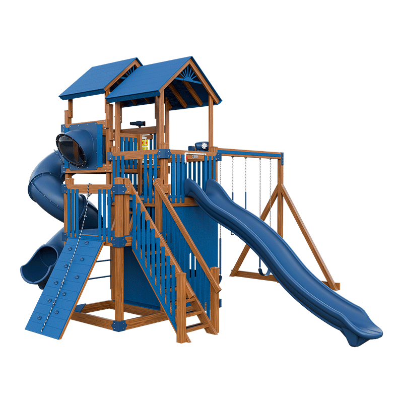 Swing Kingdom Play Set Adventurer Summit  blue and wood