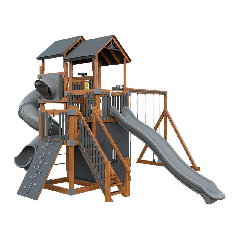 Swing Kingdom Play Set Adventurer Summit  gray and wood