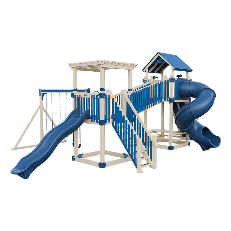 Swing Kingdom Play Set Adventurer Traverse blue and almond