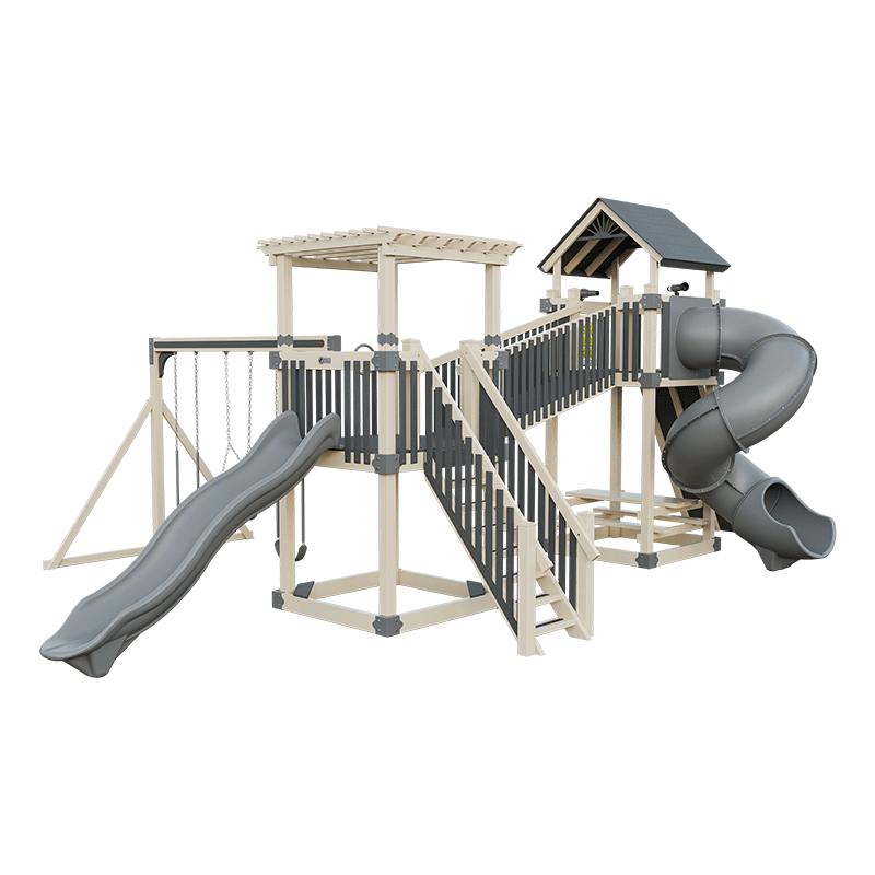 Swing Kingdom Play Set Adventurer Traverse gray and almond