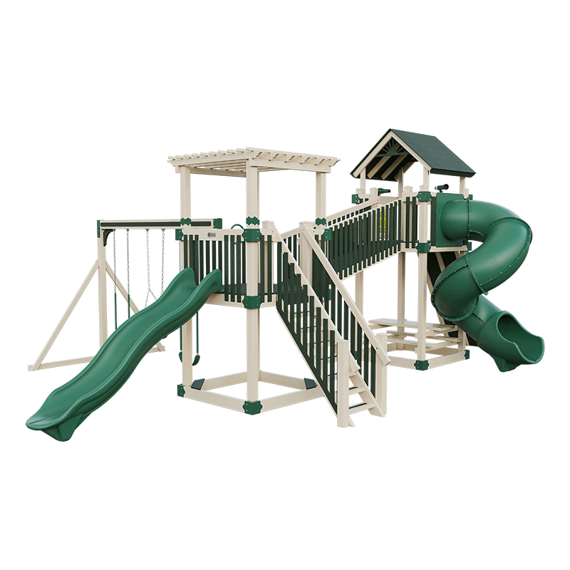 Swing Kingdom Play Set Adventurer Traverse green and almond