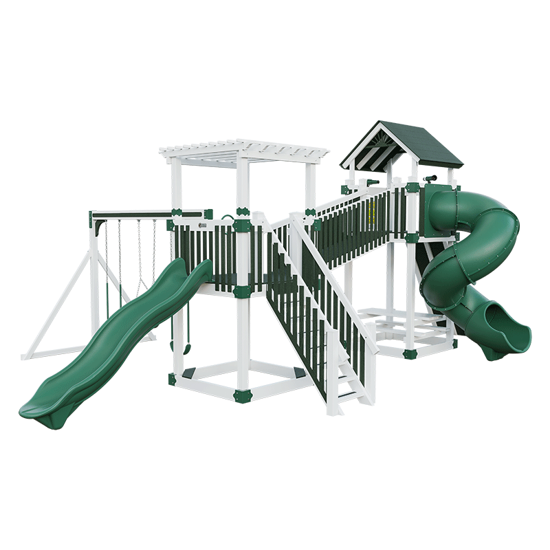 Swing Kingdom Play Set Adventurer Traverse green and white front