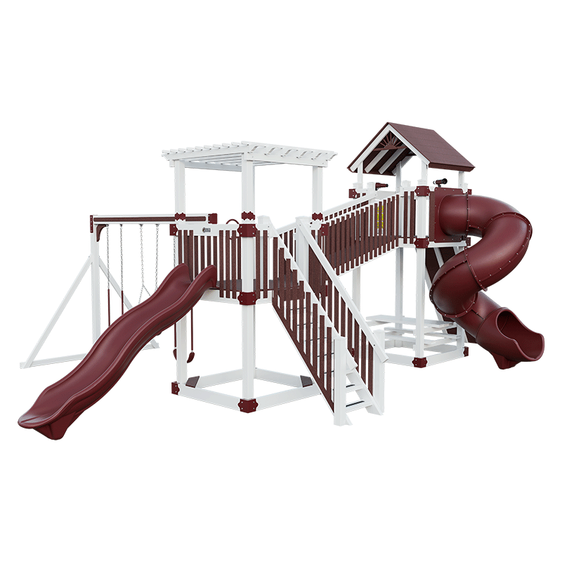 Swing Kingdom Play Set Adventurer Traverse red and white front