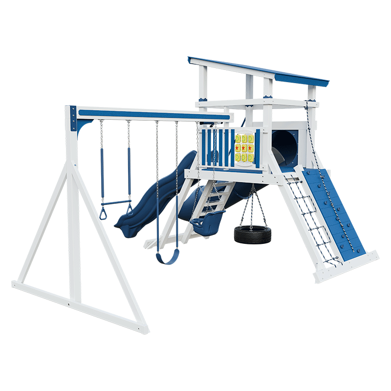 Swing Kingdom Play Set Mountaineer Climber 55 Deluxe blue and white back