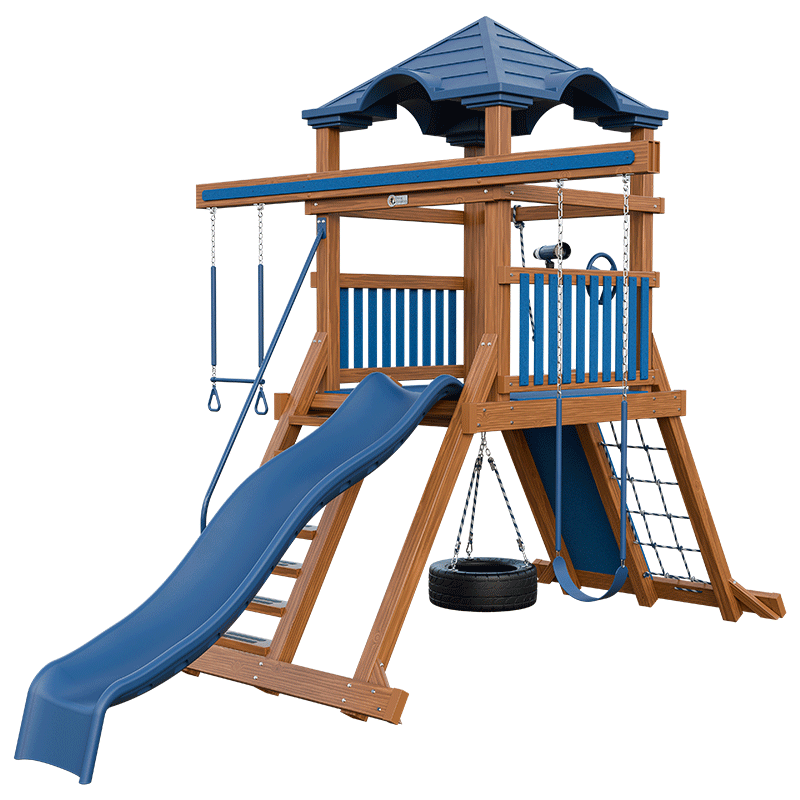 Swing Kingdom Play Set Mountaineer Climber 55 blue wood