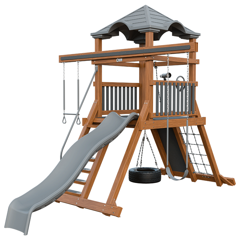 Swing Kingdom Play Set Mountaineer Climber 55 gray wood