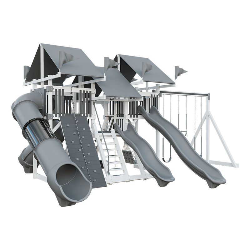 Swing Kingdom Play Set Mountaineer Mega Climber 55 Deluxe gray and white