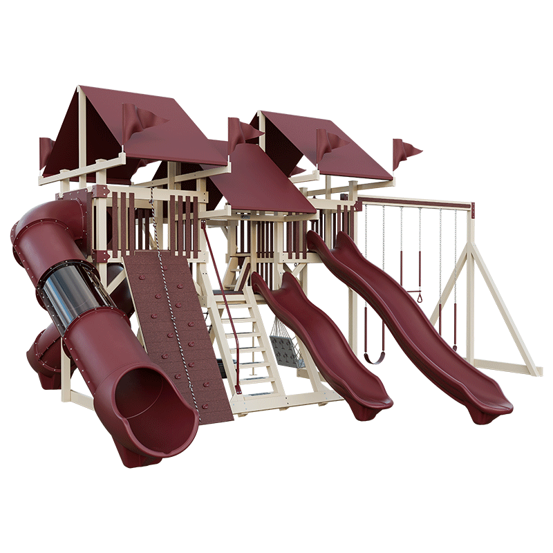 Swing Kingdom Play Set Mountaineer Mega Climber 55 Deluxe red and almond