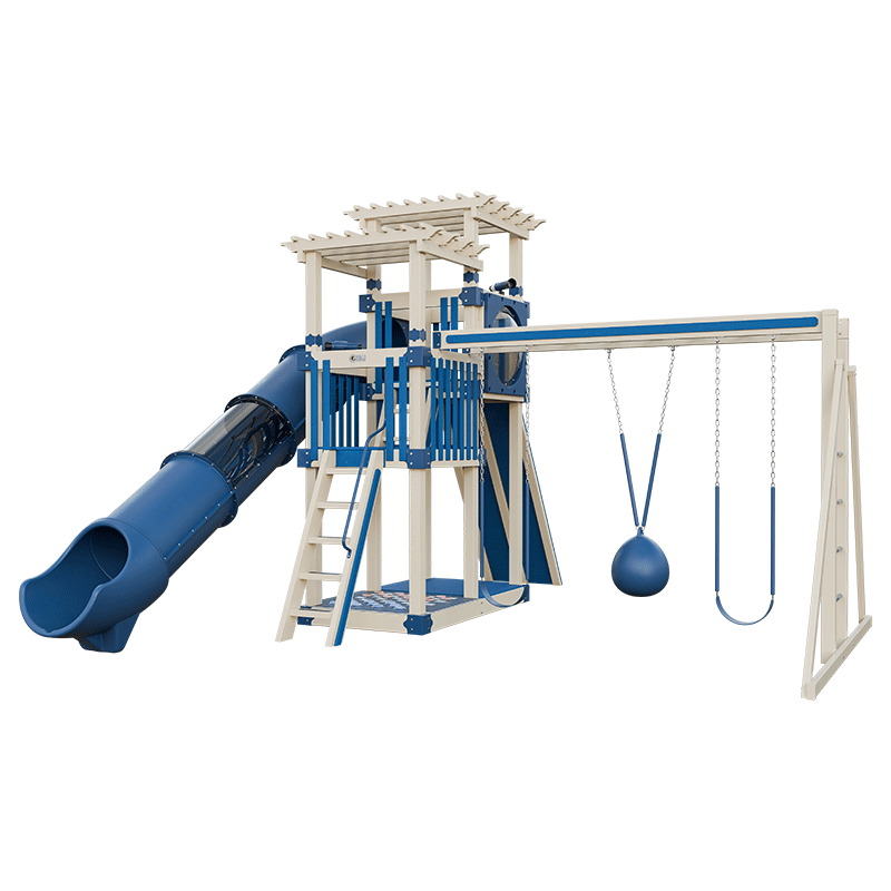 Swing Kingdom Play Set Switchback Super 48 Sidekick blue and almond