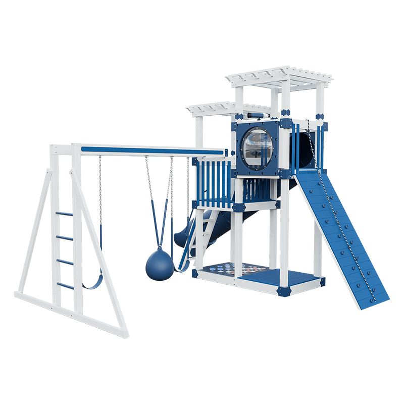 Swing Kingdom Play Set Switchback Super 48 Sidekick blue and white