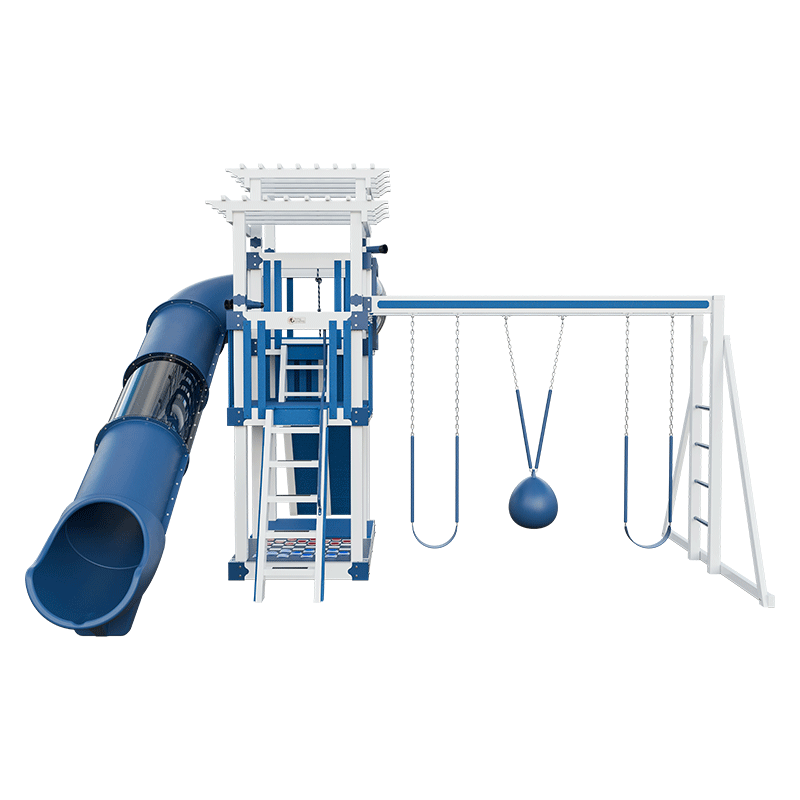 Swing Kingdom Play Set Switchback Super 48 Sidekick blue and white front
