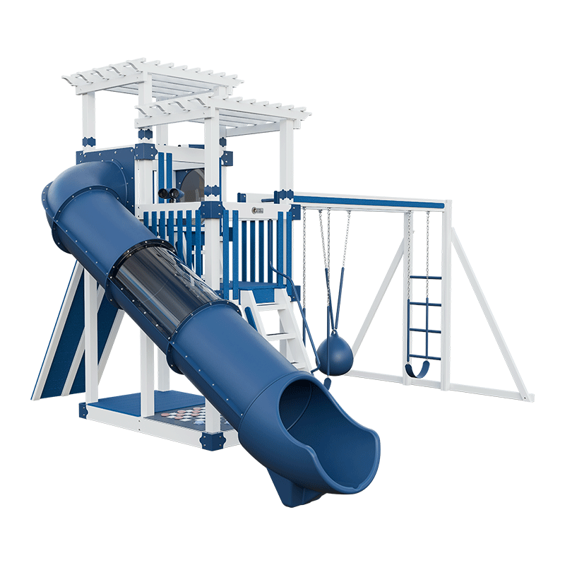 Swing Kingdom Play Set Switchback Super 48 Sidekick blue and white slide