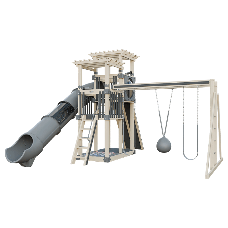 Swing Kingdom Play Set Switchback Super 48 Sidekick gray and almond