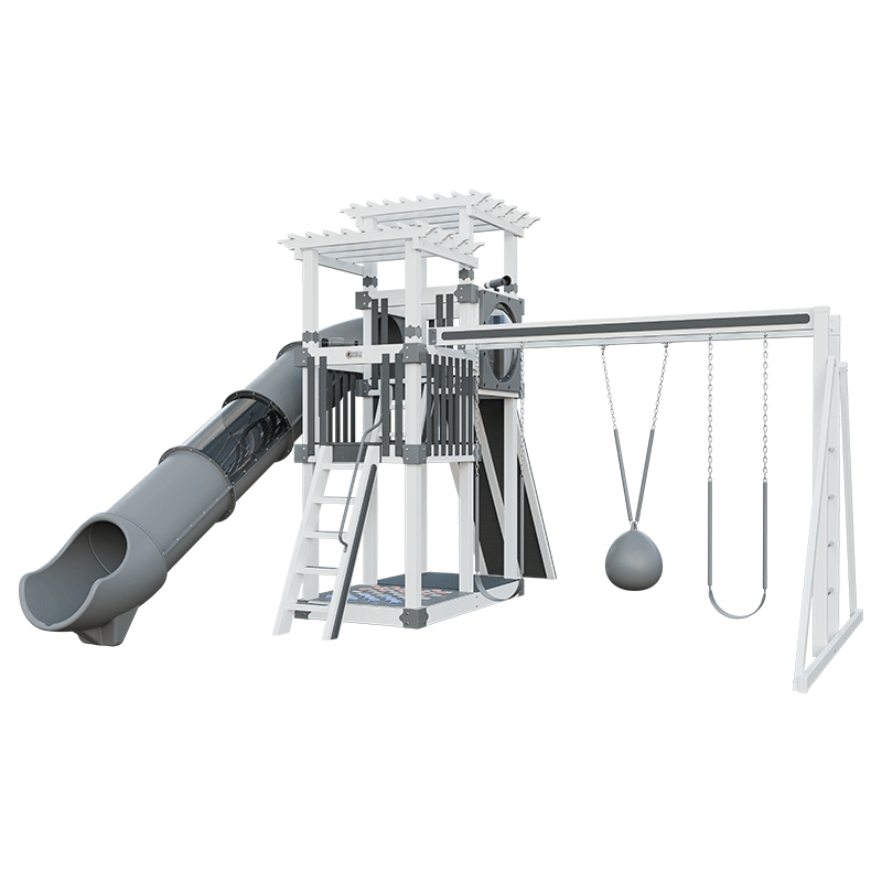 Swing Kingdom Play Set Switchback Super 48 Sidekick gray and white