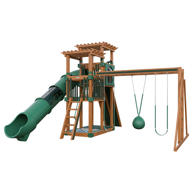 Swing Kingdom Play Set Switchback Super 48 Sidekick green and wood